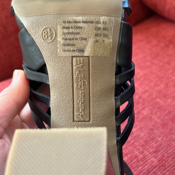 American Eagle Black Block Heel Strappy Sandals - Picture 7 of 8